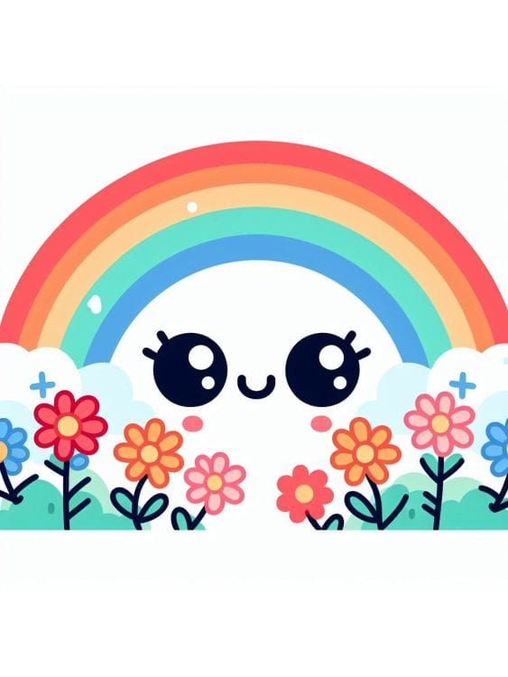 Rainbow Over Flowers
