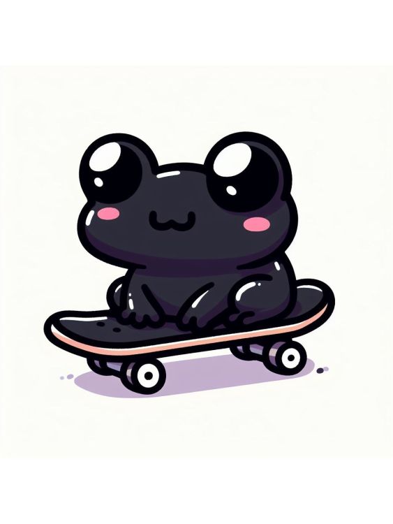 Black Frog on a Skateboard