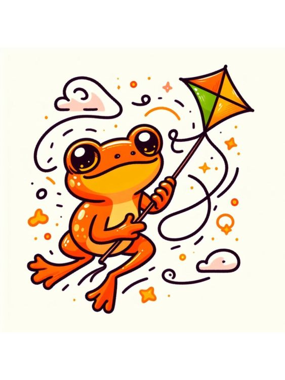 Orange Frog with a Kite