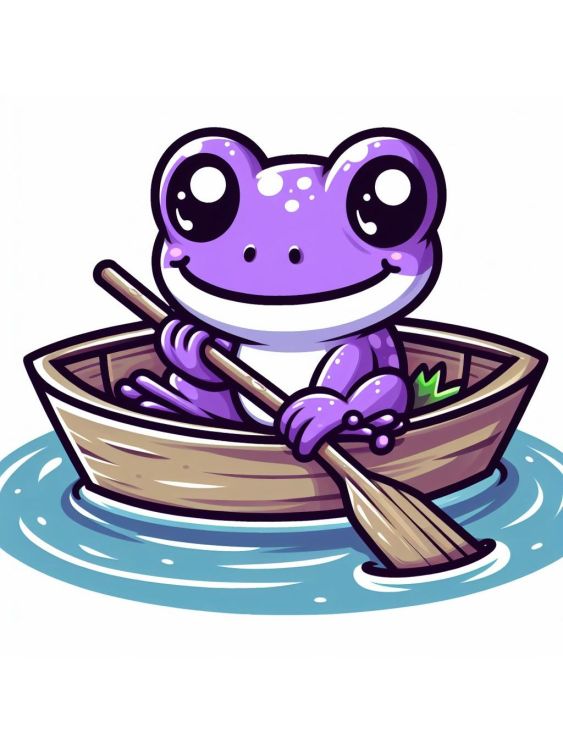 Purple Frog in a Boat