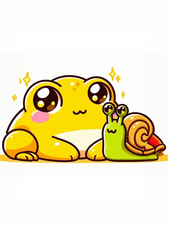 Yellow Frog and Snail Friends