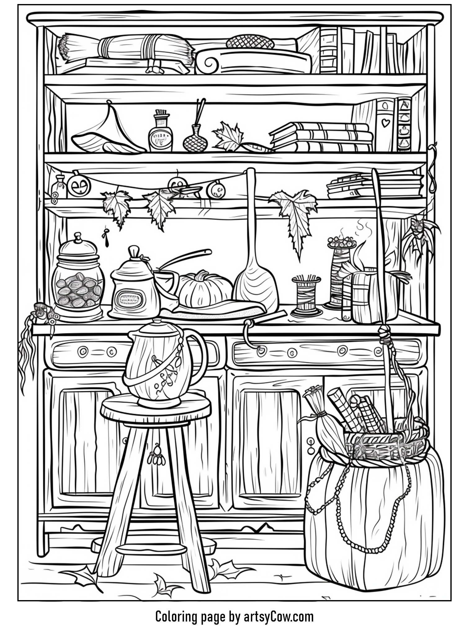 Interior of a witch's workshop