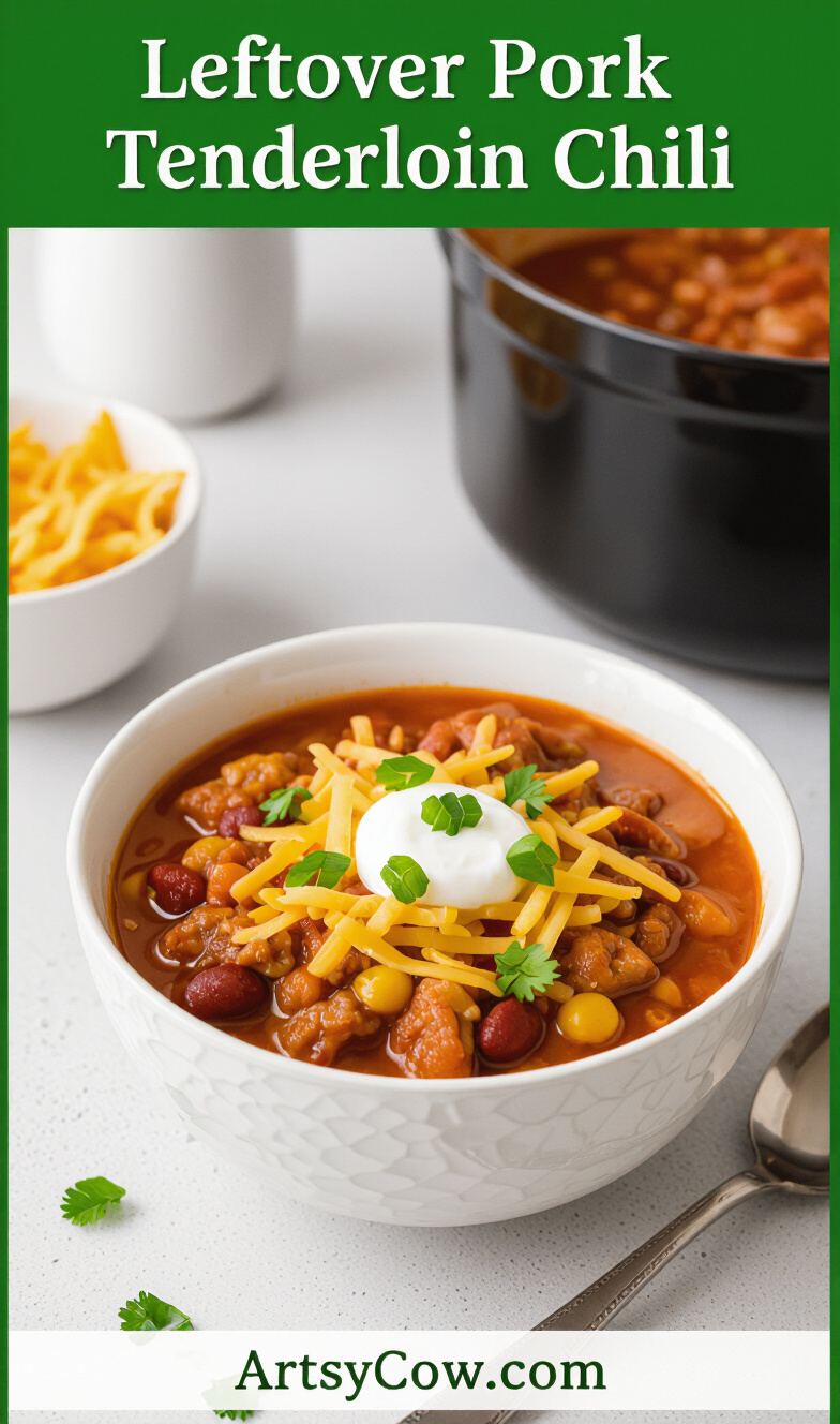 leftover pork tenderloin chili recipe pin image
