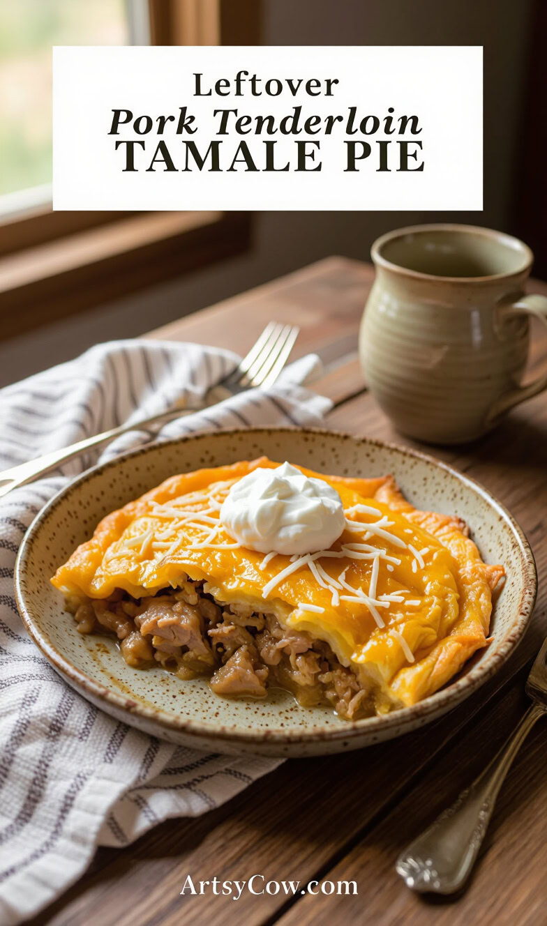leftover pork tenderloin tamale pie recipe pin image