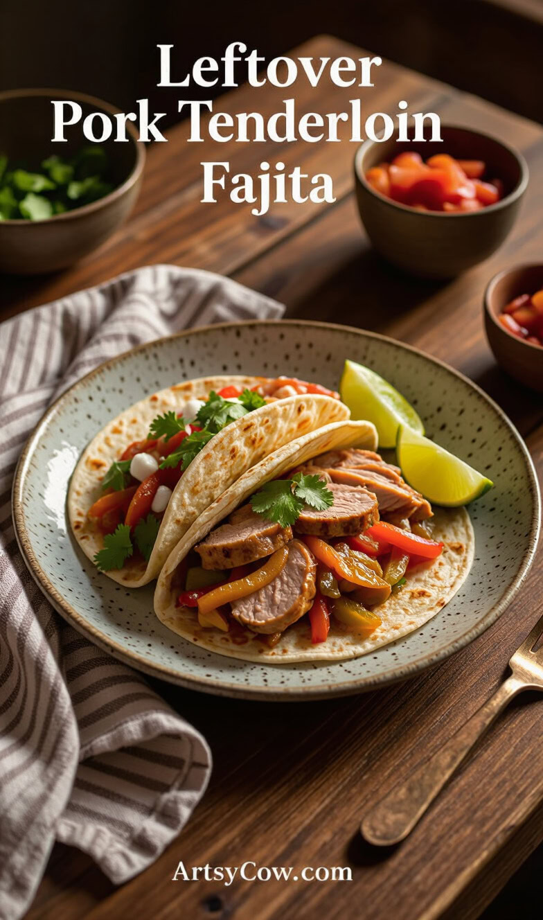 leftover pork tenderloin fajita recipe pin image