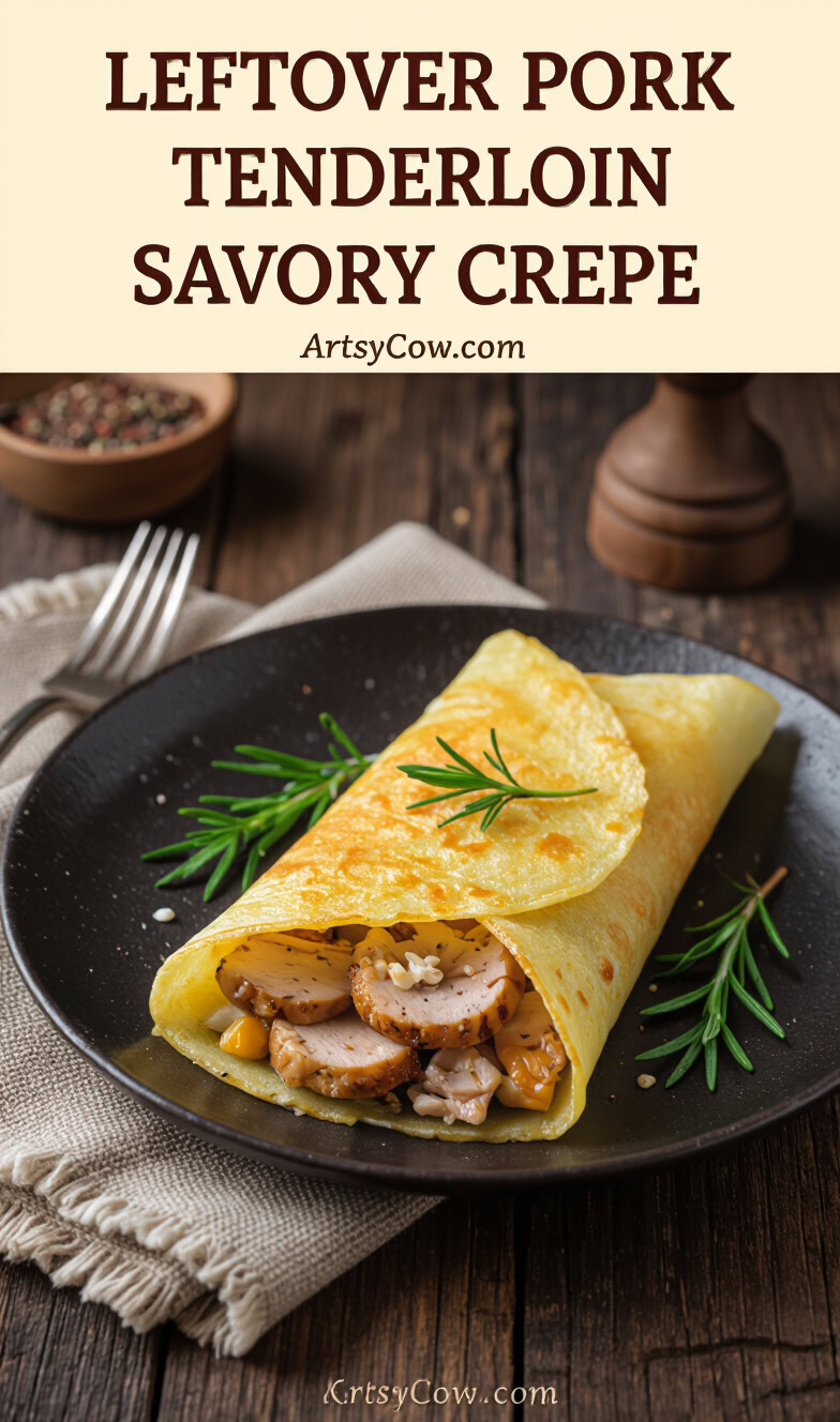 leftover pork tenderloin savory crepe recipe pin image