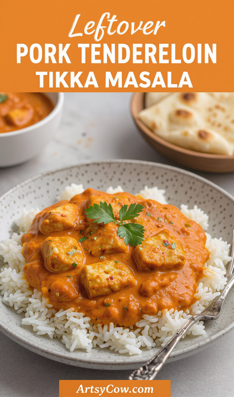 leftover pork tenderloin tikka masala recipe pin image