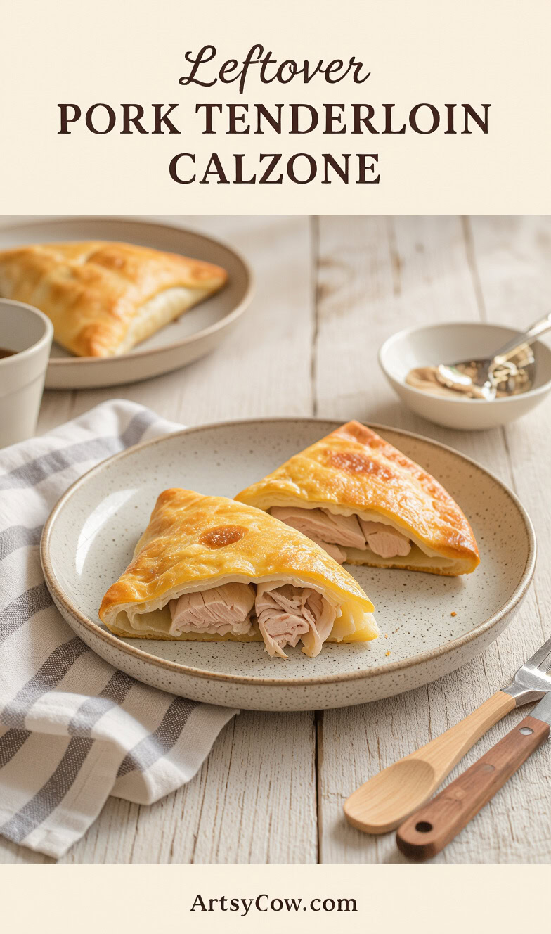 leftover pork tenderloin calzone recipe pin image