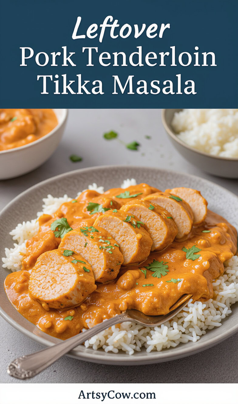 leftover pork tenderloin tikka masala recipe pin image