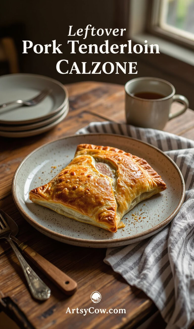 leftover pork tenderloin calzone recipe pin image