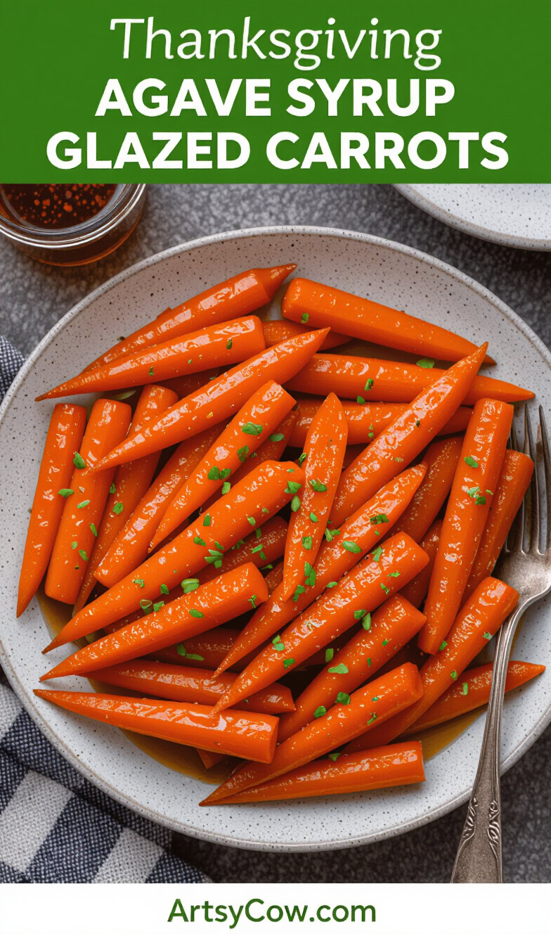 thanksgiving potluck agave syrup glazed carrots recipe pin image