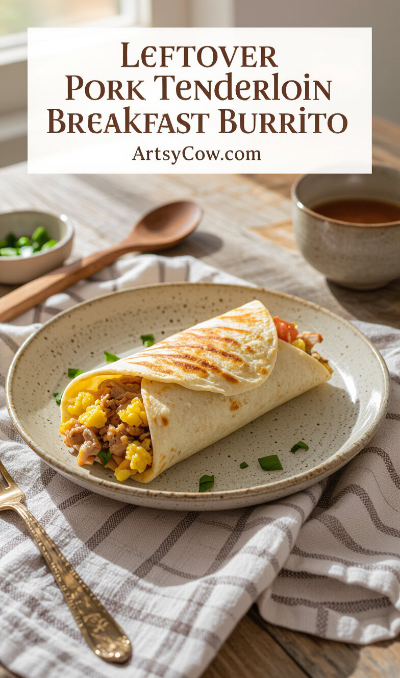 leftover pork tenderloin breakfast burrito recipe pin image