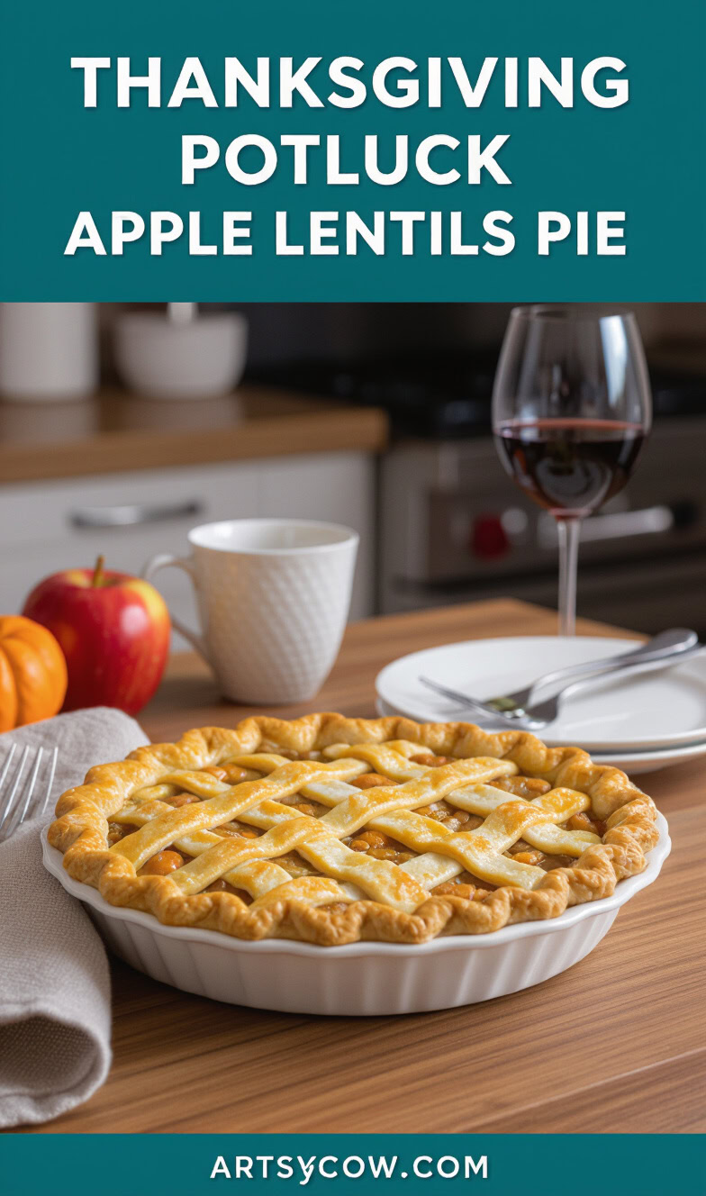 thanksgiving potluck apple lentils pie recipe pin image