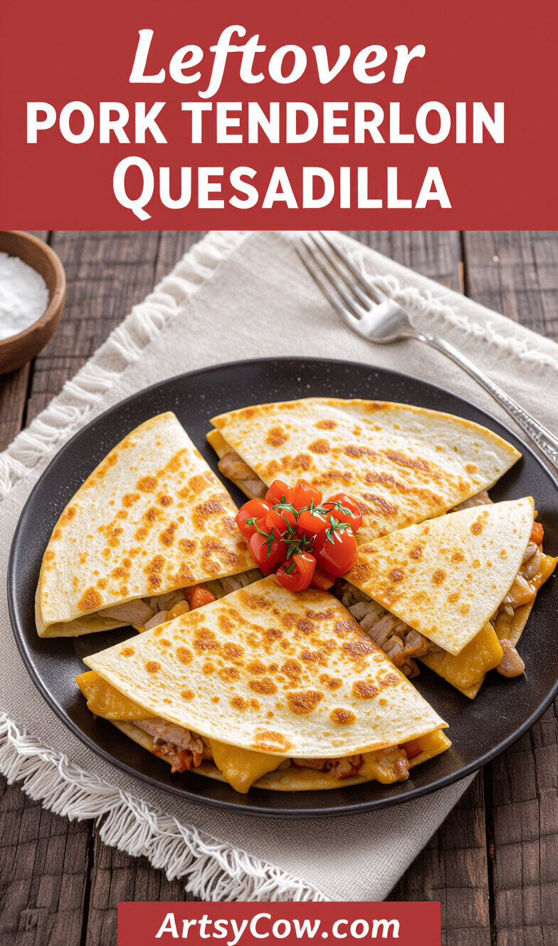 leftover pork tenderloin quesadilla recipe pin image