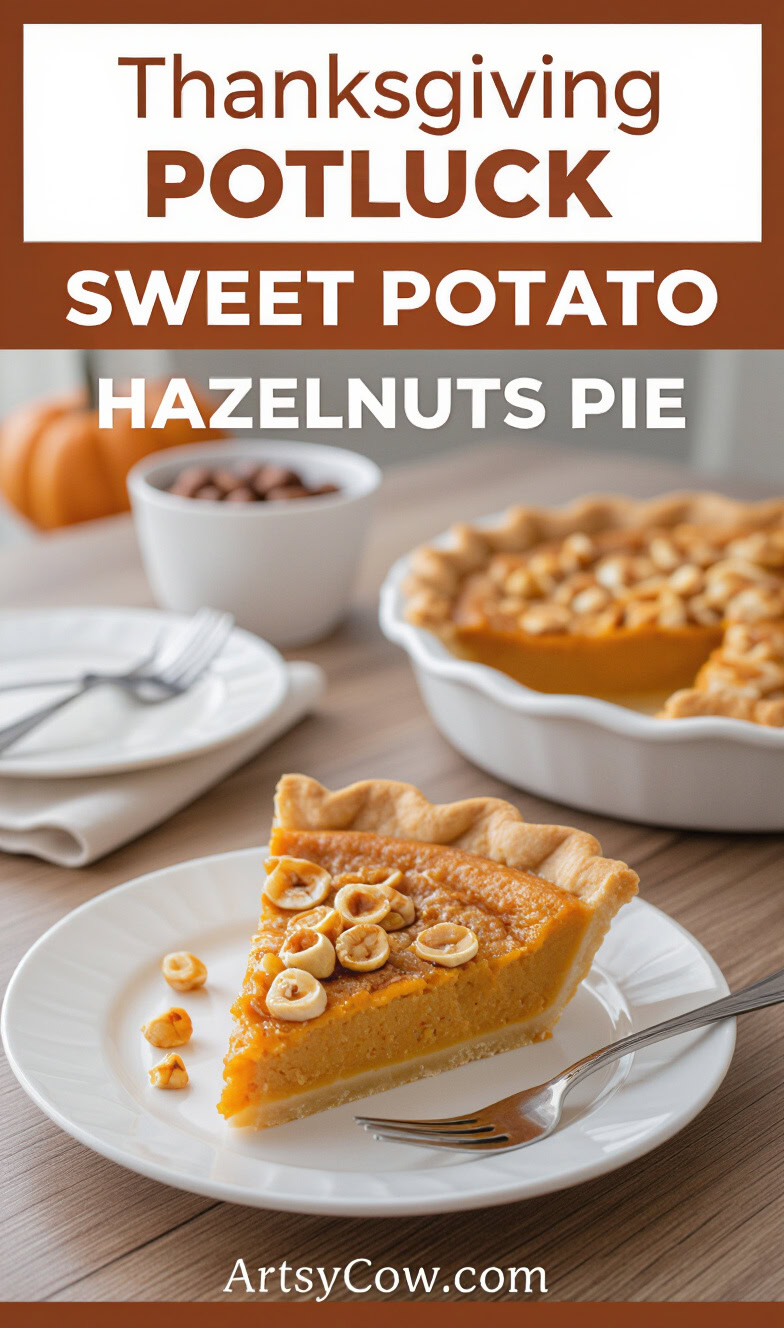 thanksgiving potluck sweet potato hazelnuts pie recipe pin image
