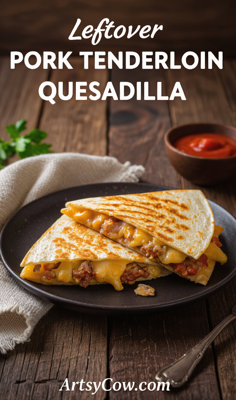 leftover pork tenderloin quesadilla recipe pin image