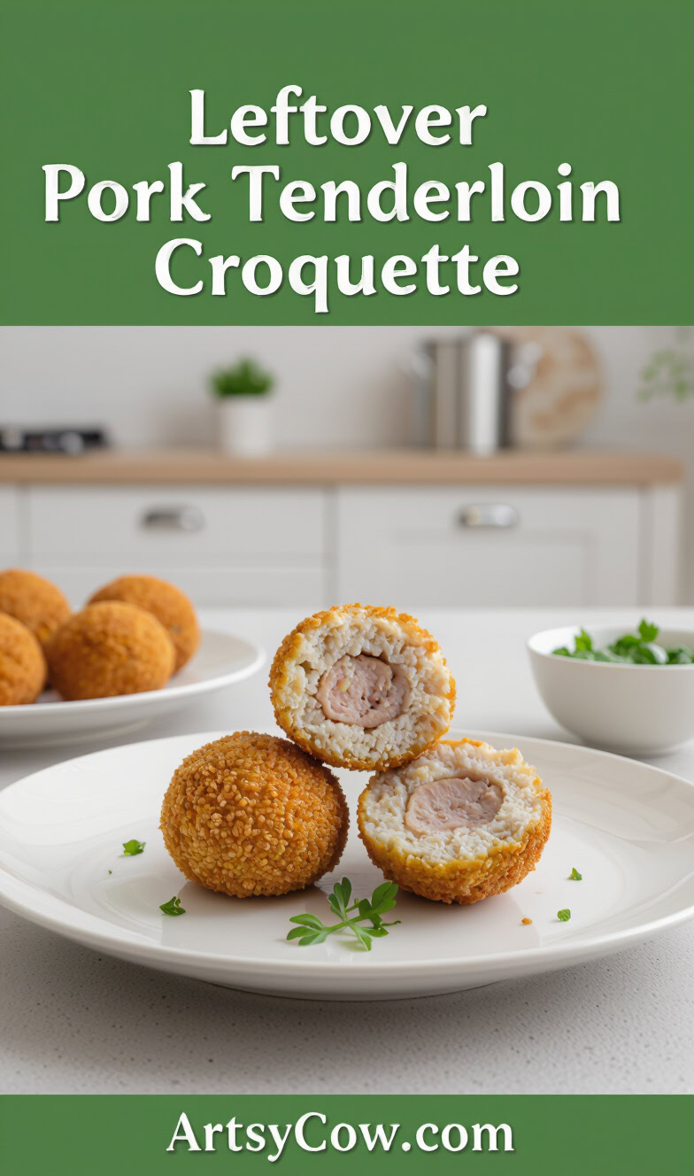 leftover pork tenderloin croquette recipe pin image