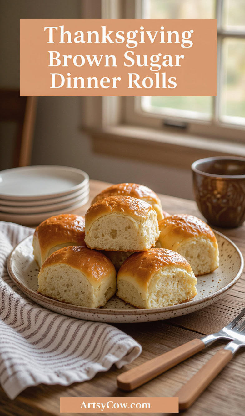 thanksgiving potluck brown sugar dinner rolls recipe pin image