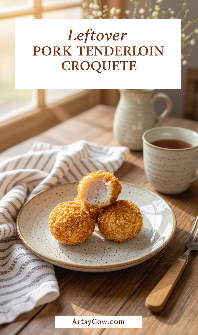leftover pork tenderloin croquette recipe pin image