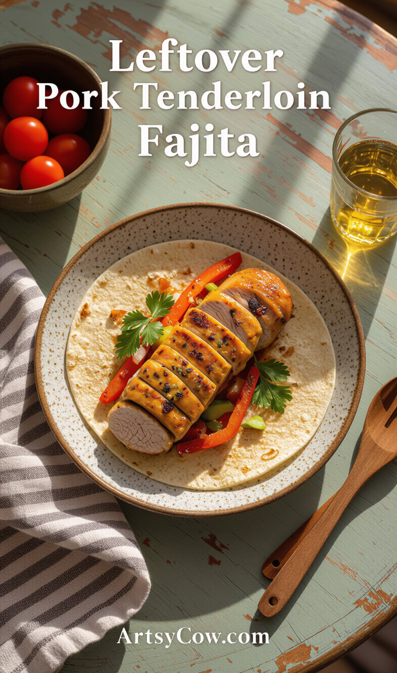 leftover pork tenderloin fajita recipe pin image