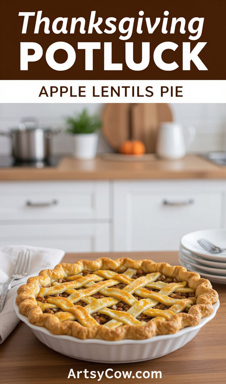 thanksgiving potluck apple lentils pie recipe pin image