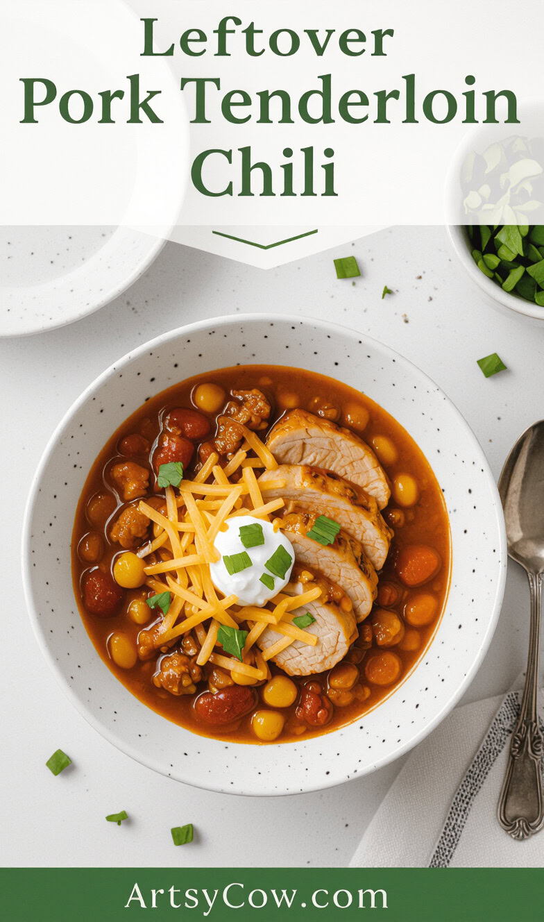 leftover pork tenderloin chili recipe pin image