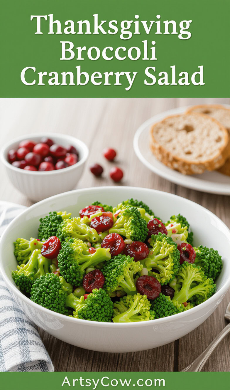 thanksgiving broccoli cranberry salad pin image