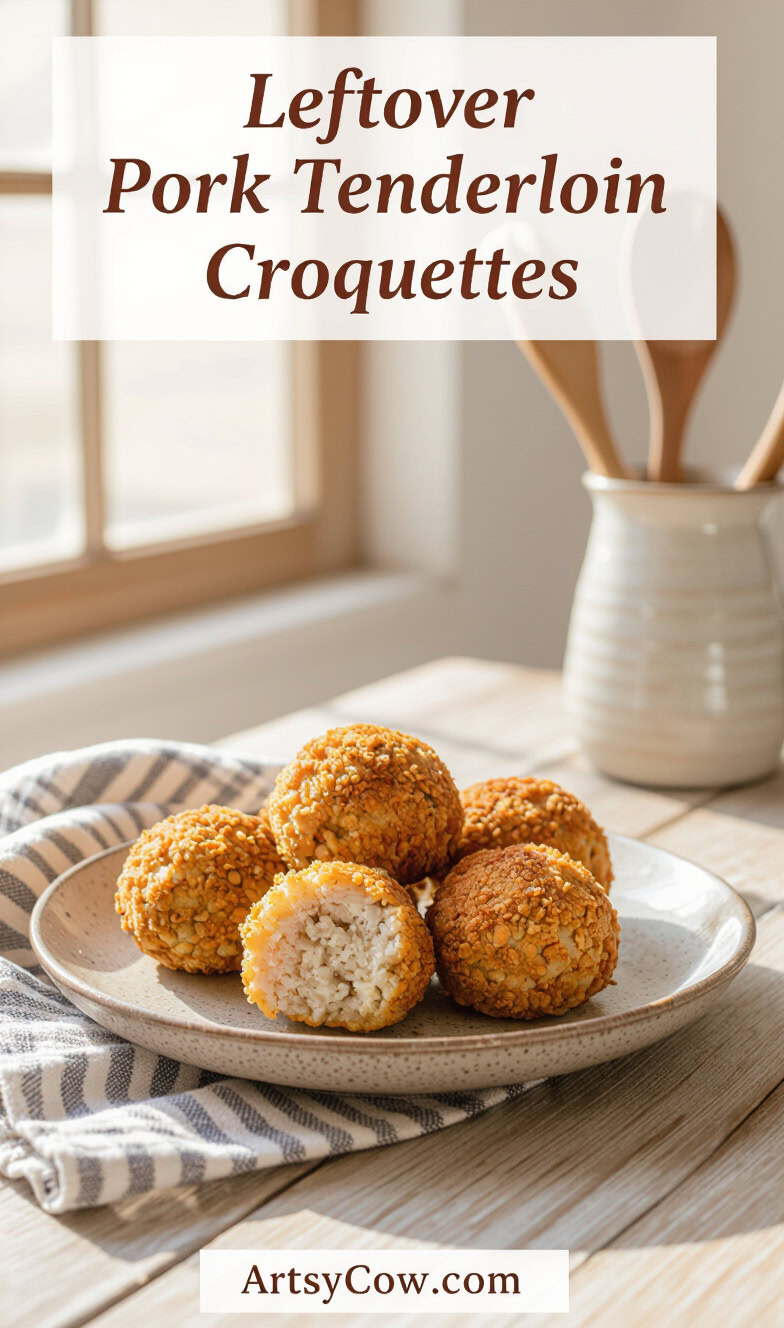 leftover pork tenderloin croquettes recipe pin image