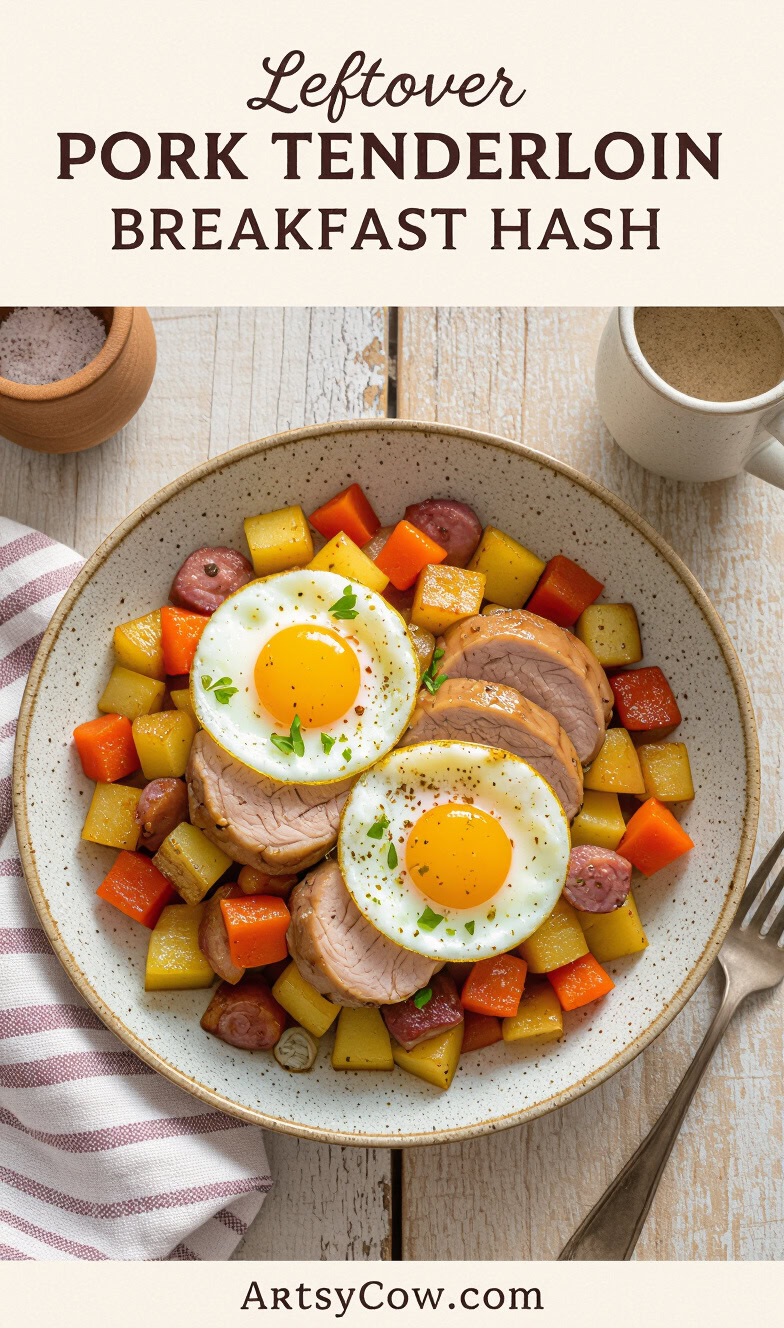 leftover pork tenderloin breakfast hash recipe 2 pin image