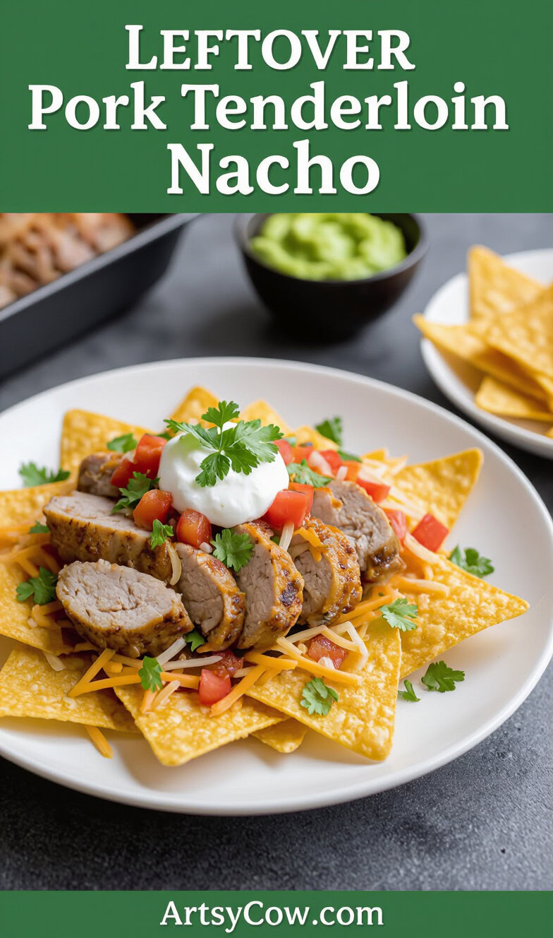 leftover pork tenderloin nacho recipe pin image