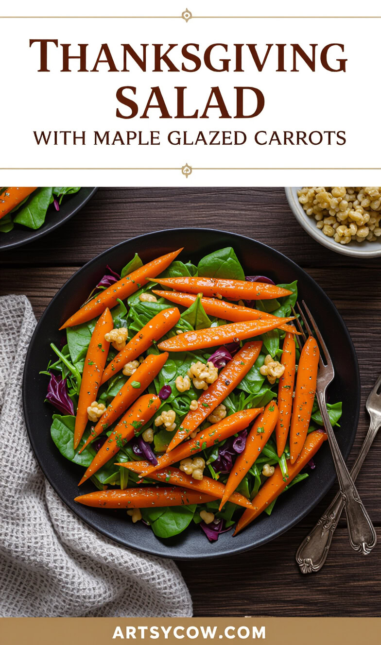 thanksgiving salad with maple glazed carrots pin image