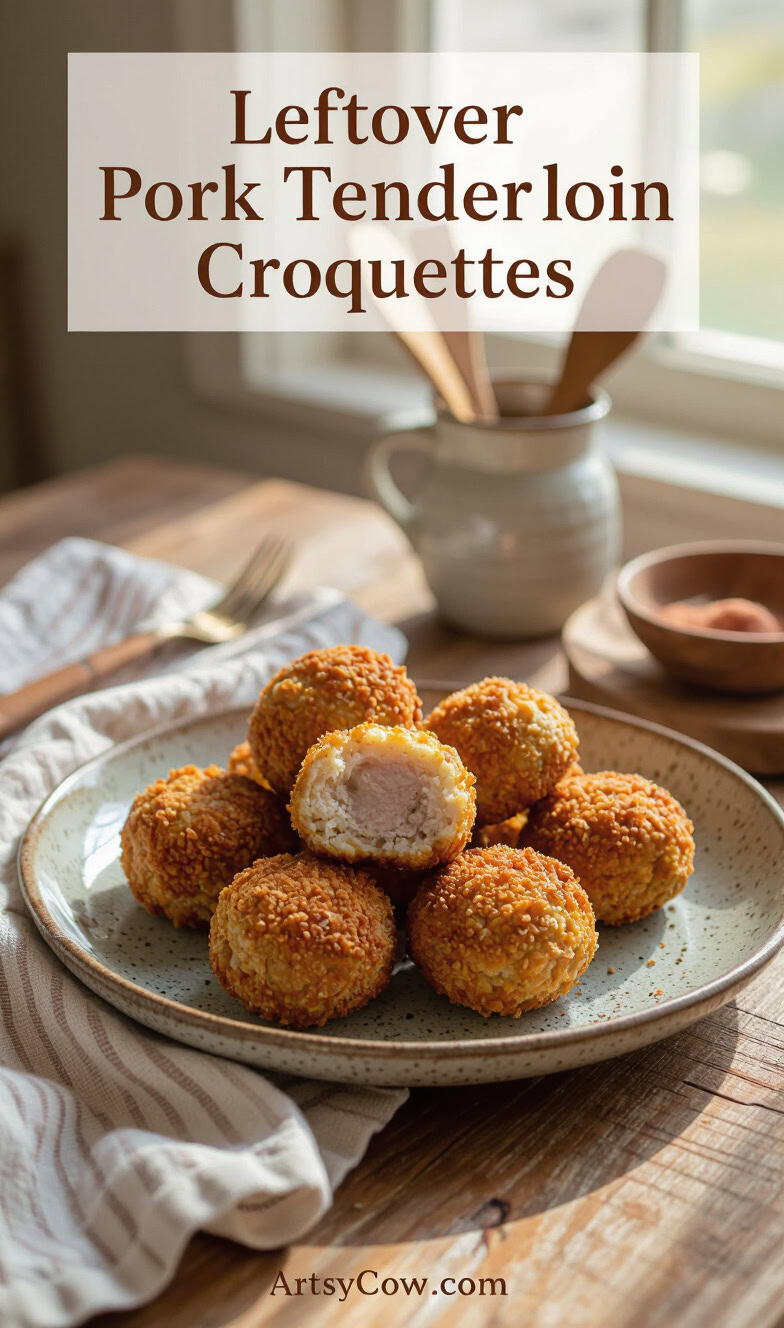 leftover pork tenderloin croquettes recipe pin image