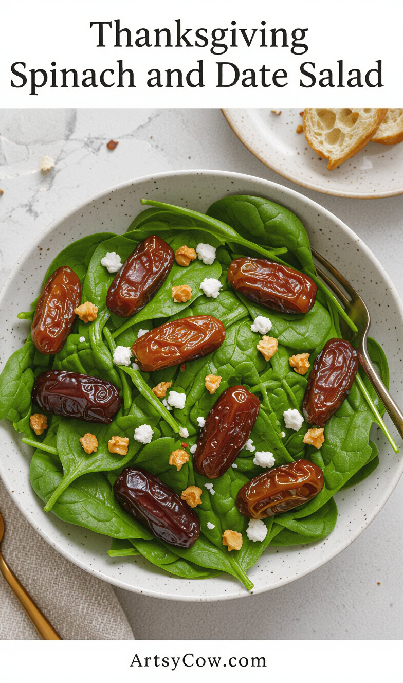 thanksgiving spinach and date salad pin image