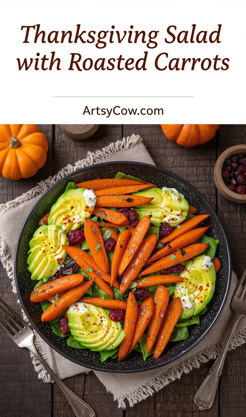 thanksgiving salad with roasted carrots pin image
