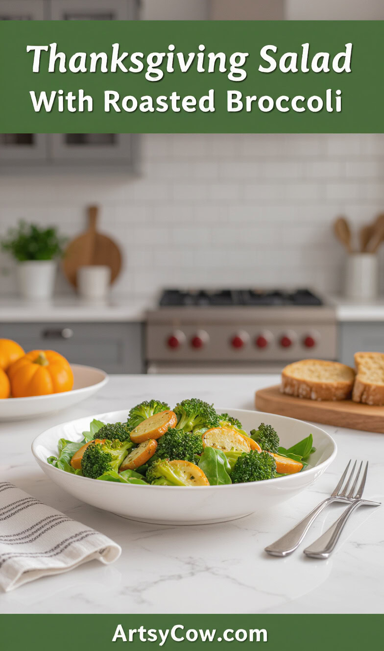 thanksgiving salad with roasted broccoli pin image