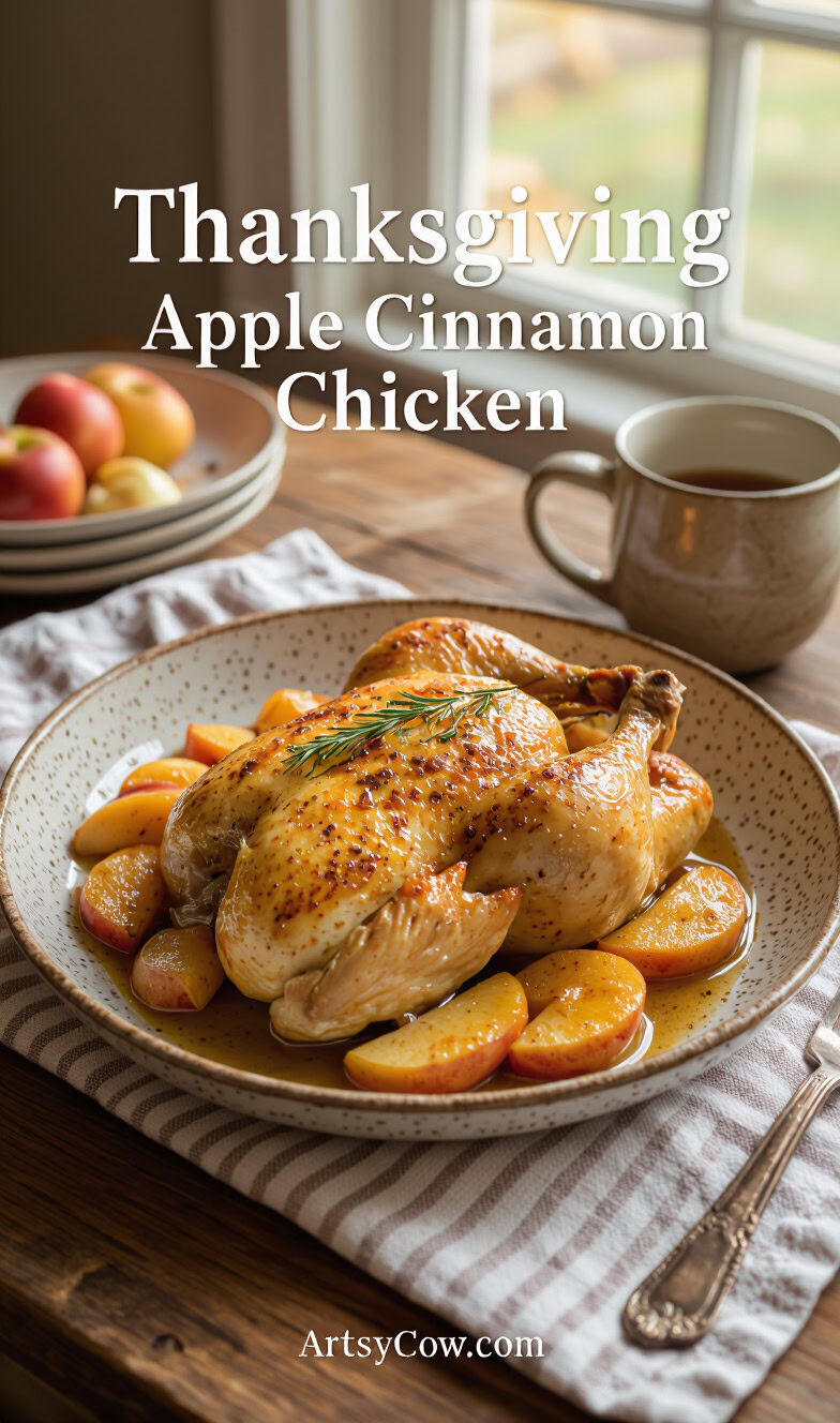 thanksgiving apple cinnamon chicken recipe pin image