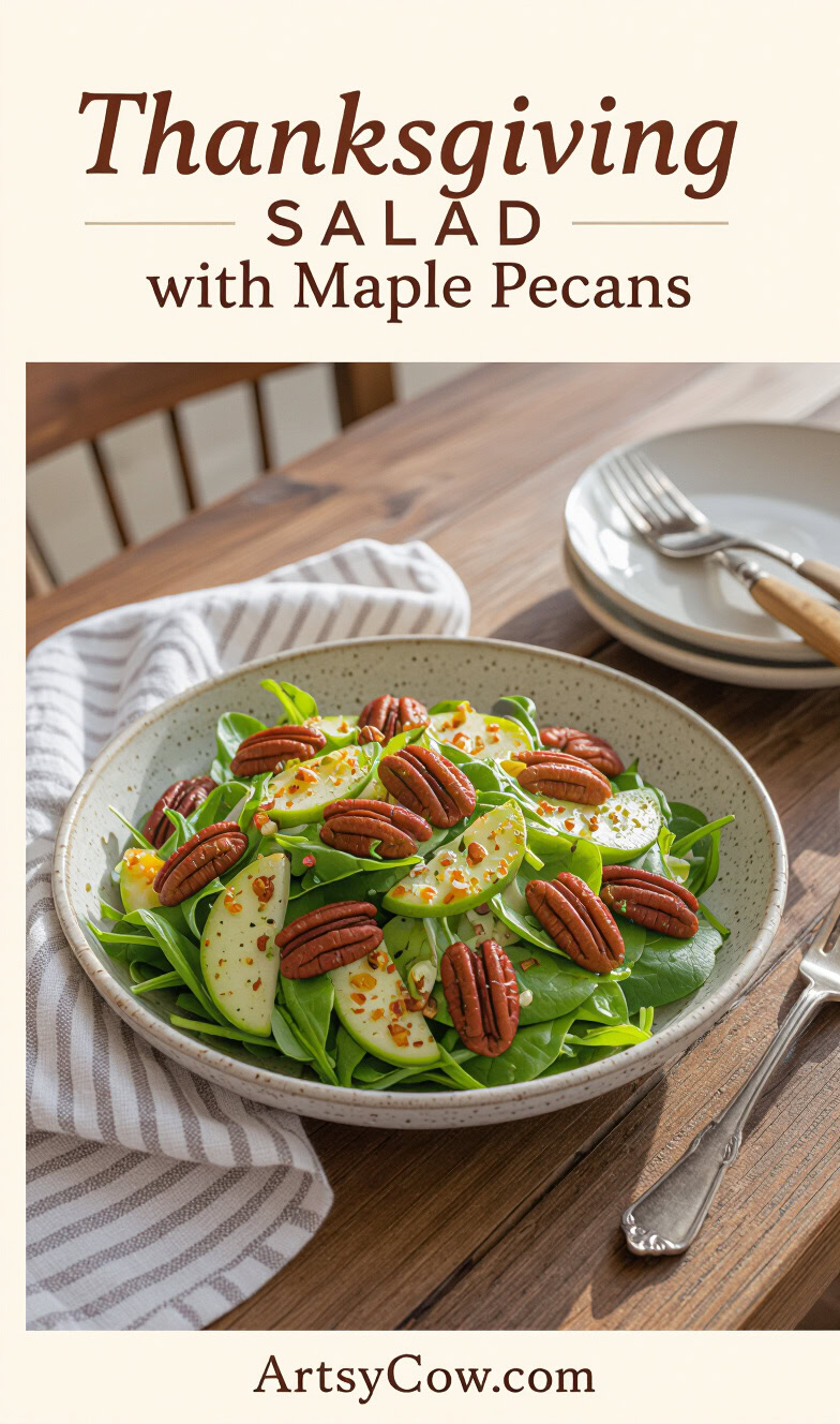 thanksgiving salad with maple pecans pin image