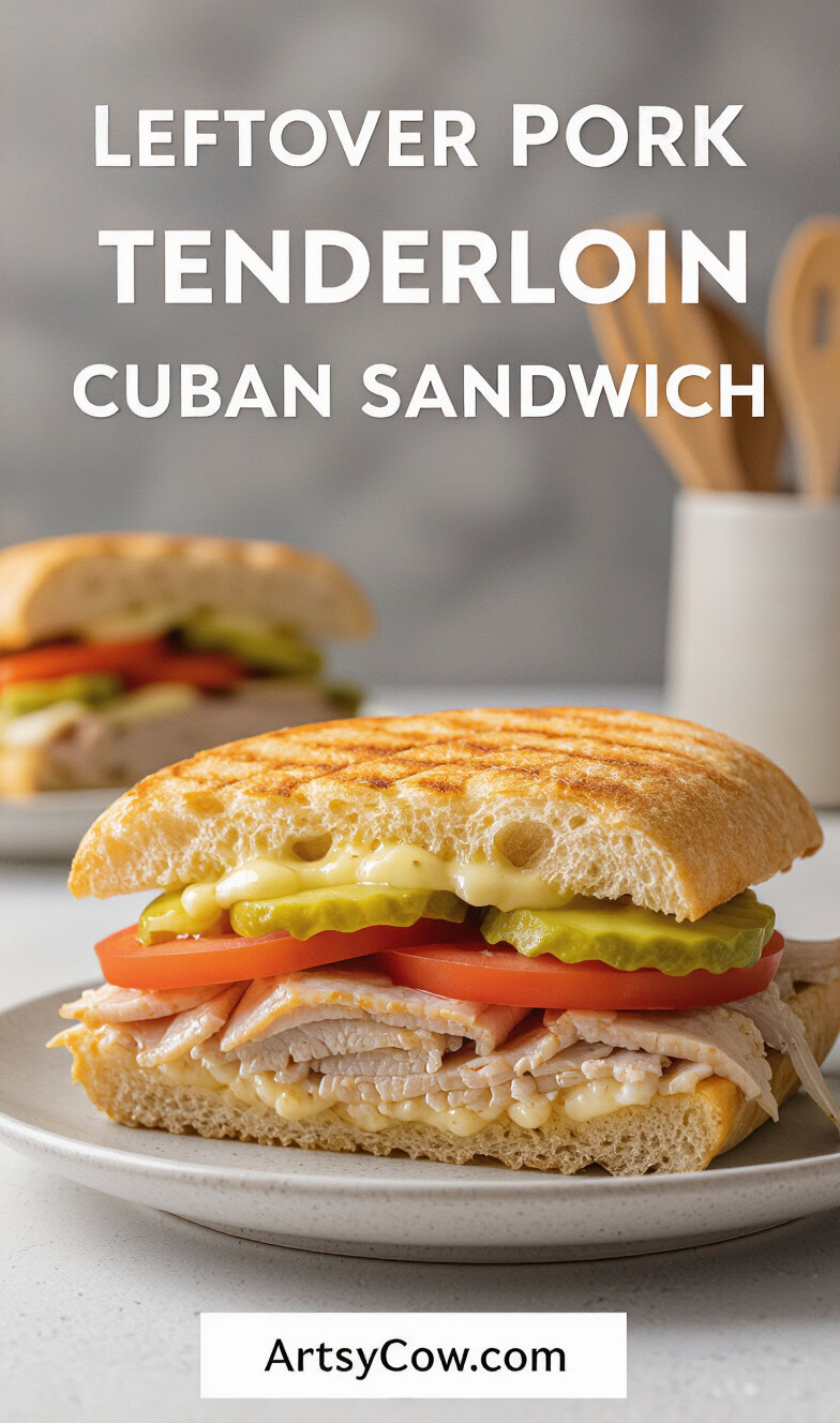 leftover pork tenderloin cuban sandwich recipe pin image