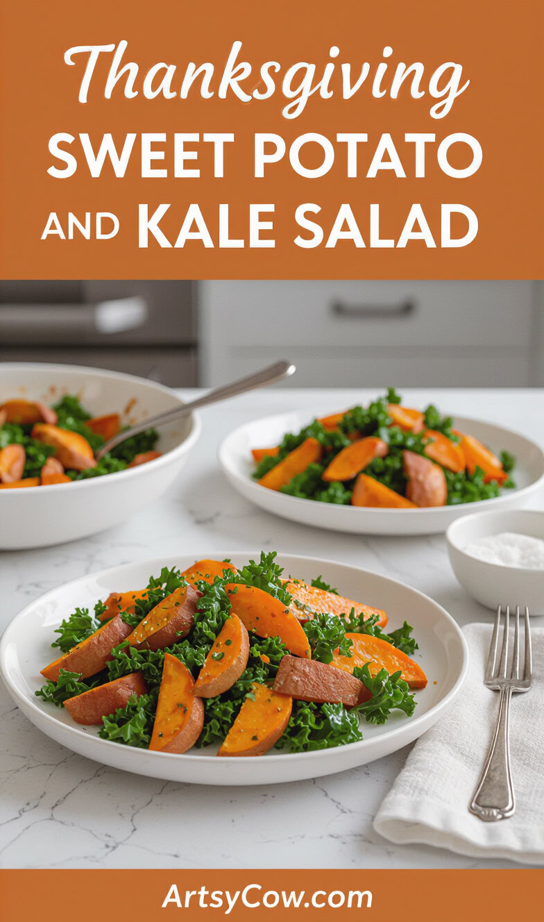 thanksgiving sweet potato and kale salad pin image