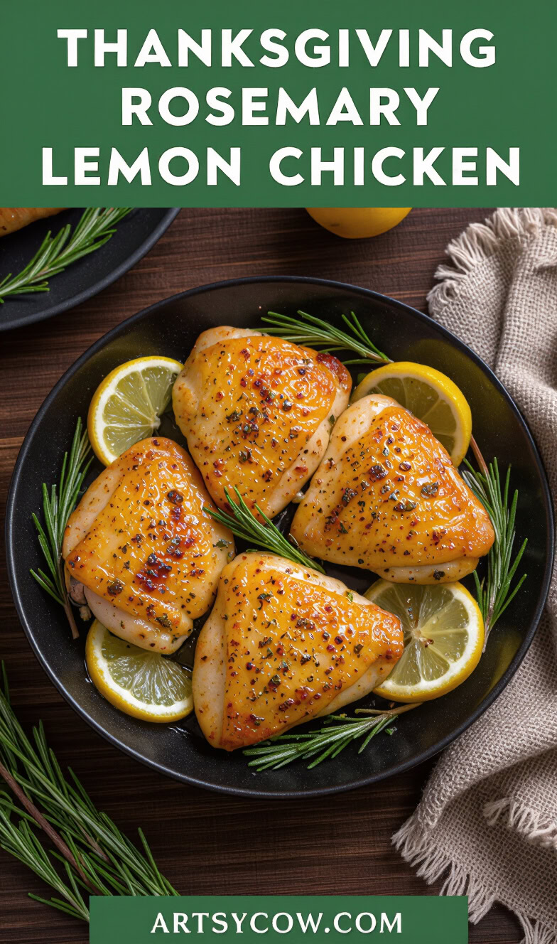 thanksgiving rosemary lemon chicken recipe pin image