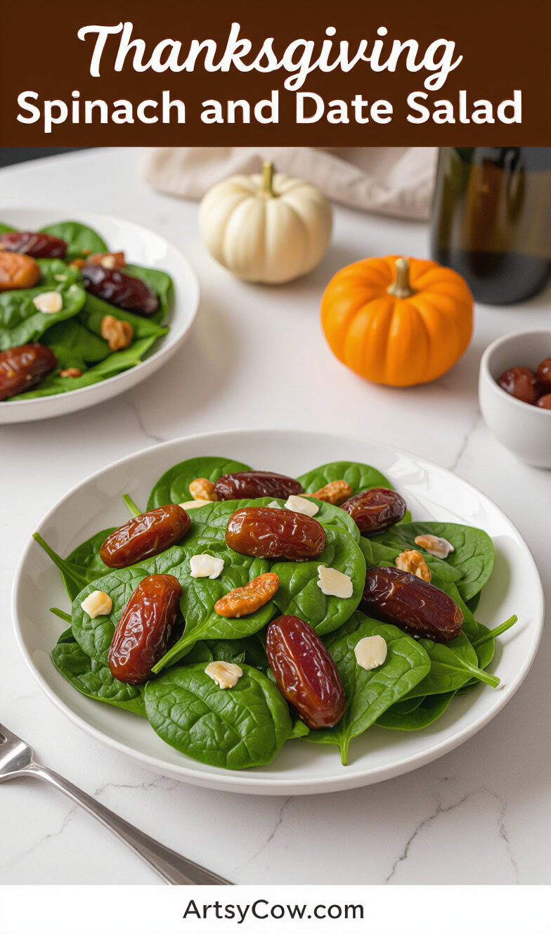 thanksgiving spinach and date salad pin image