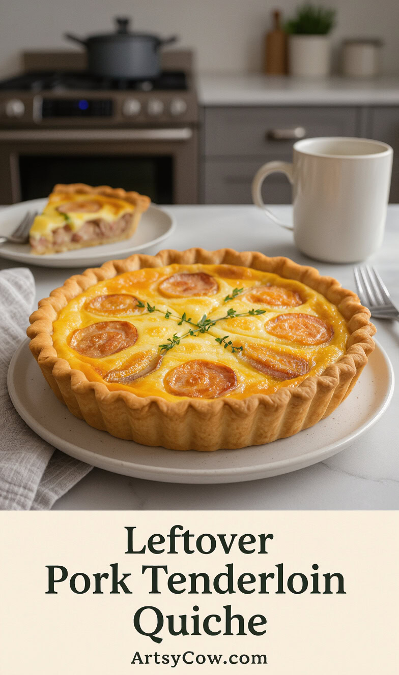 leftover pork tenderloin quiche recipe pin image