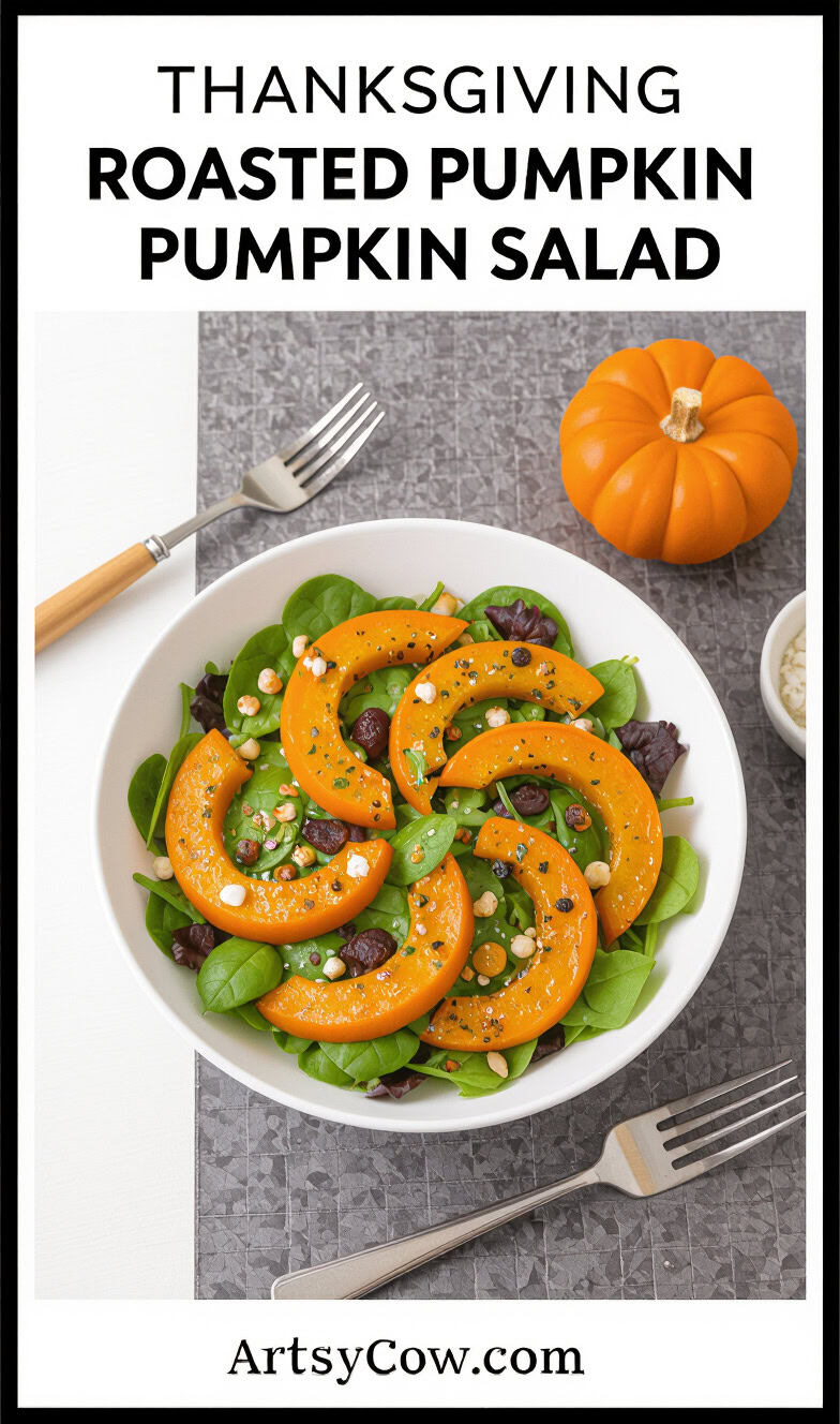 thanksgiving roasted pumpkin salad pin image