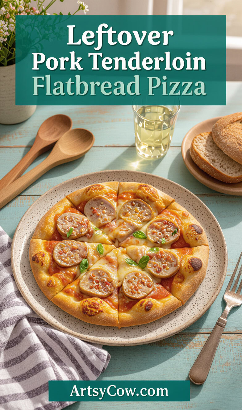 leftover pork tenderloin flatbread pizza recipe pin image