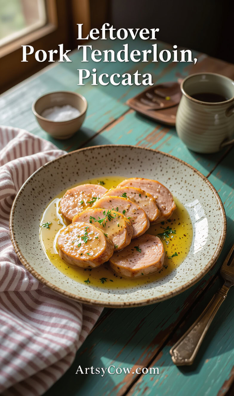 leftover pork tenderloin piccata recipe pin image
