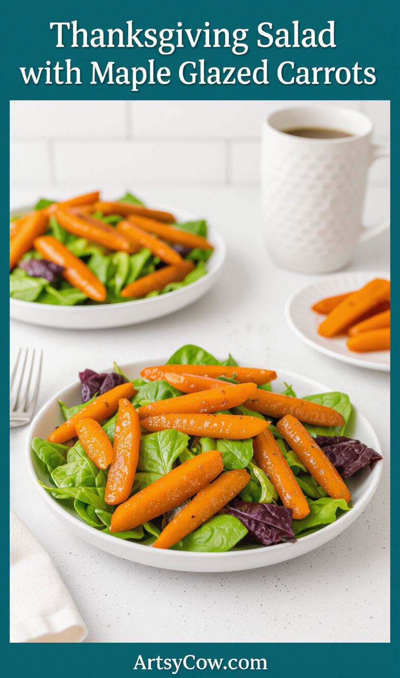 thanksgiving salad with maple glazed carrots pin image
