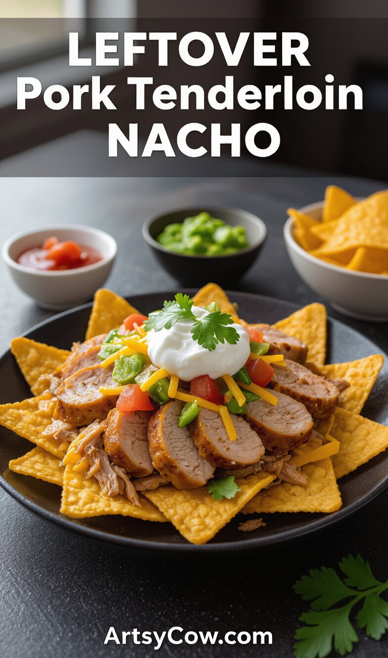 leftover pork tenderloin nacho recipe pin image