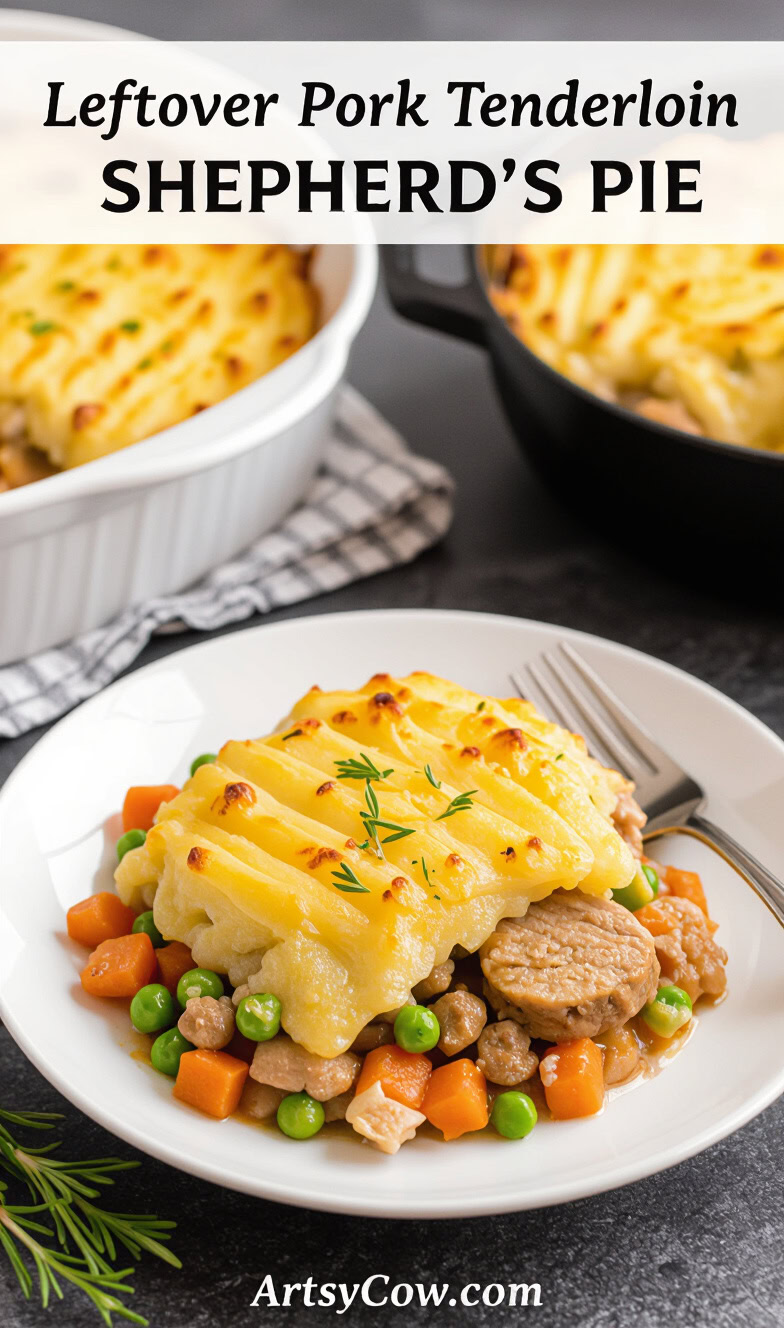 leftover pork tenderloin shepherds pie recipe pin image