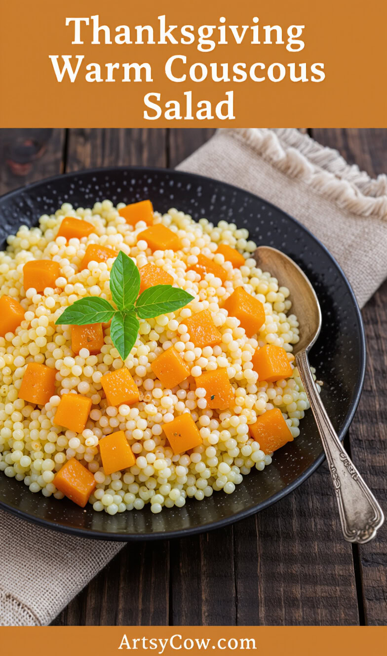thanksgiving warm couscous salad pin image