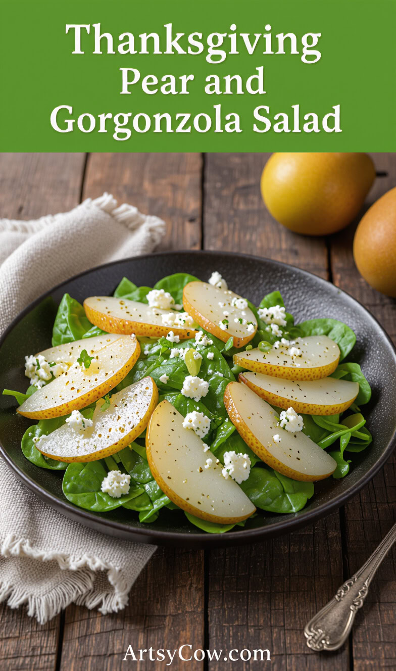 thanksgiving pear and gorgonzola salad pin image